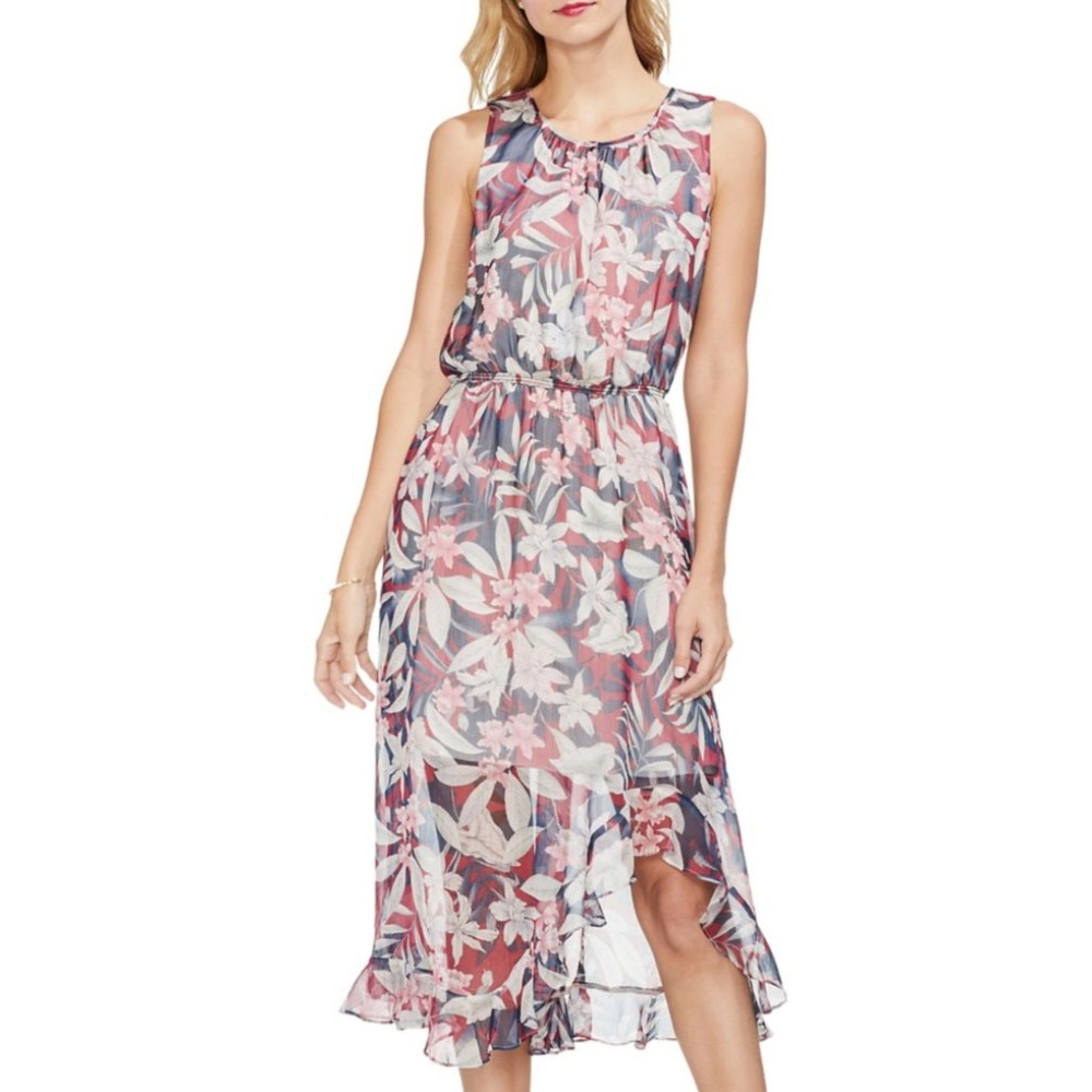 Vince Camuto Sapphire Sheen Ruffled A-Line Dress
